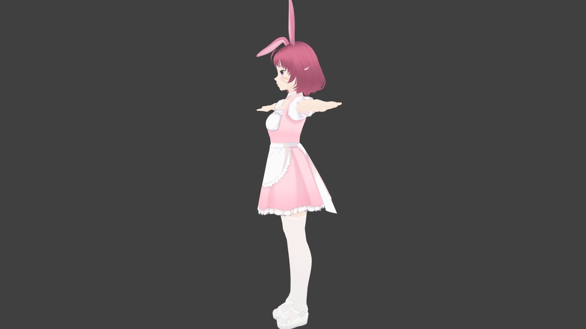 cute anime girl character - Akane Low-poly 3D model_5