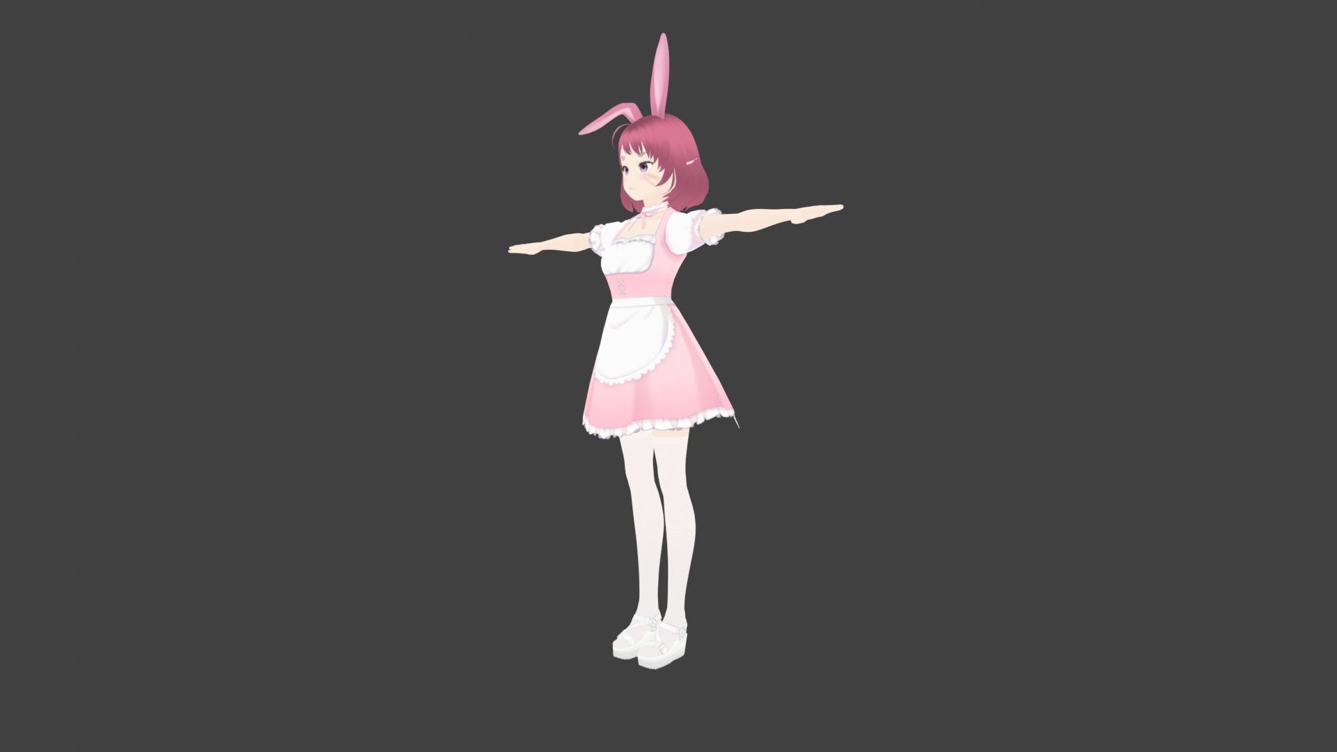 cute anime girl character - Akane Low-poly 3D model_3