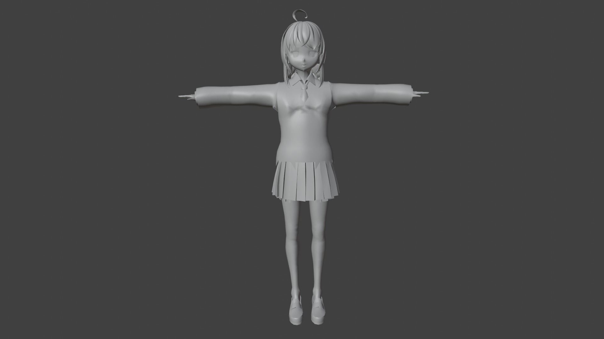 cute anime girl character - Aiko Low-poly 3D model_7
