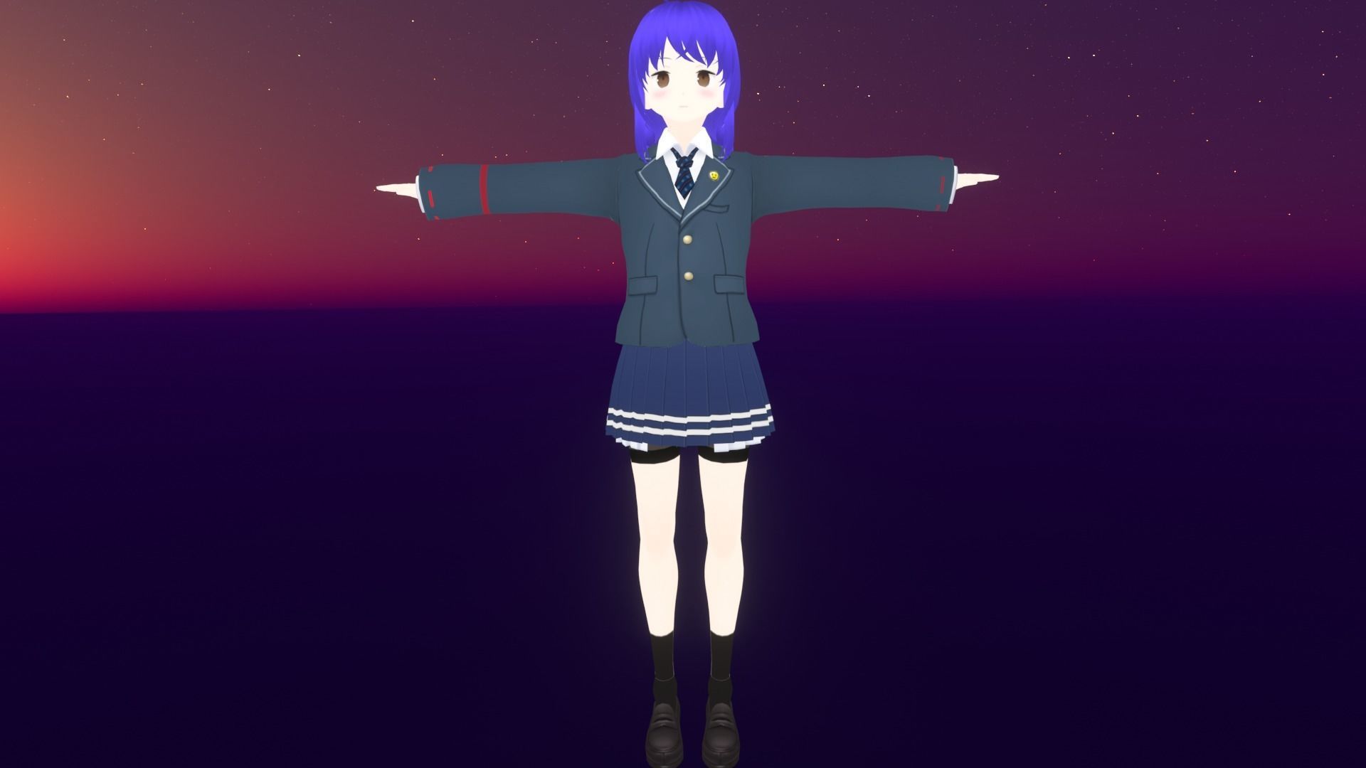 cute anime girl character - Aiko Low-poly 3D model_2