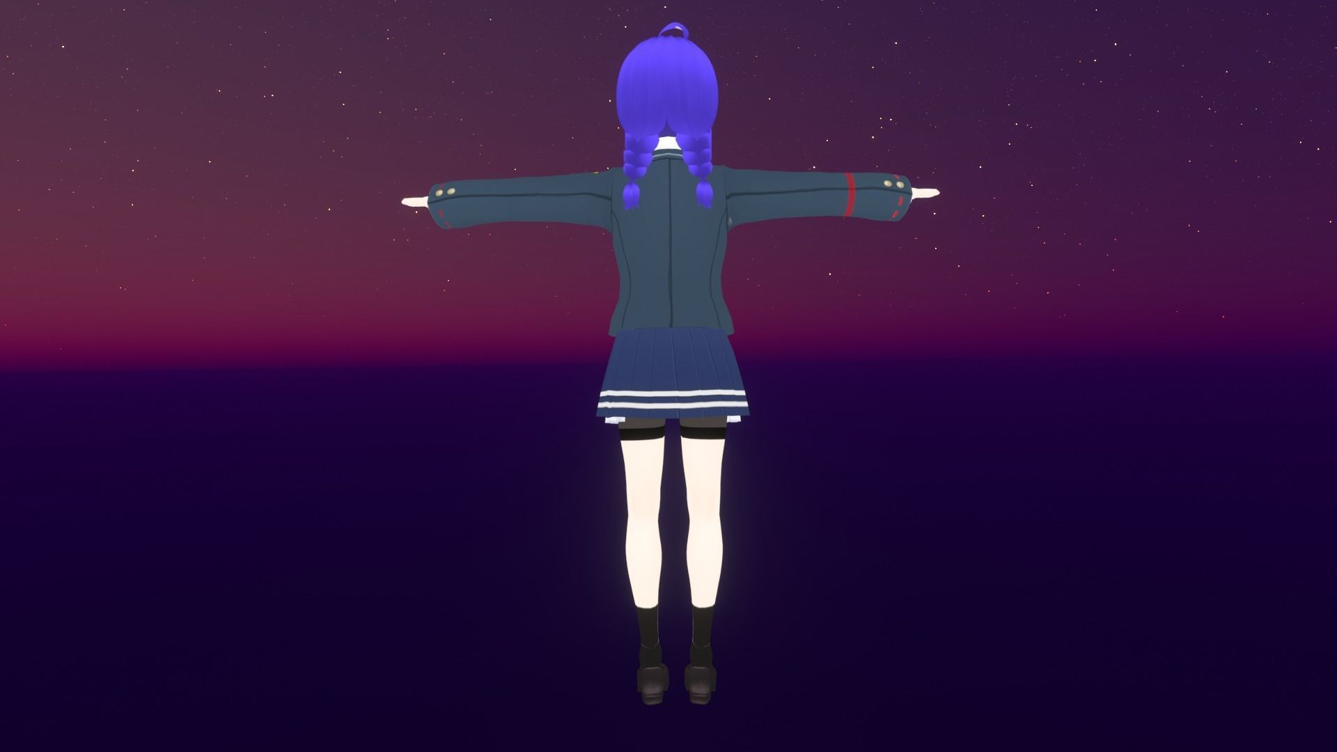 cute anime girl character - Aiko Low-poly 3D model_6