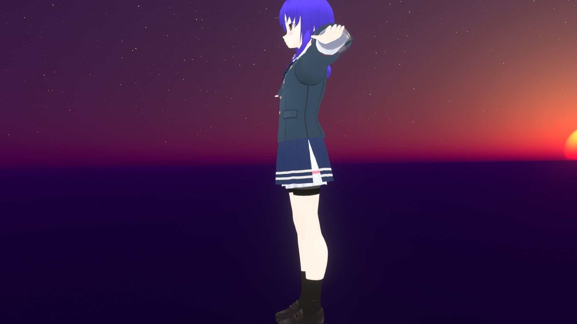 cute anime girl character - Aiko Low-poly 3D model_5