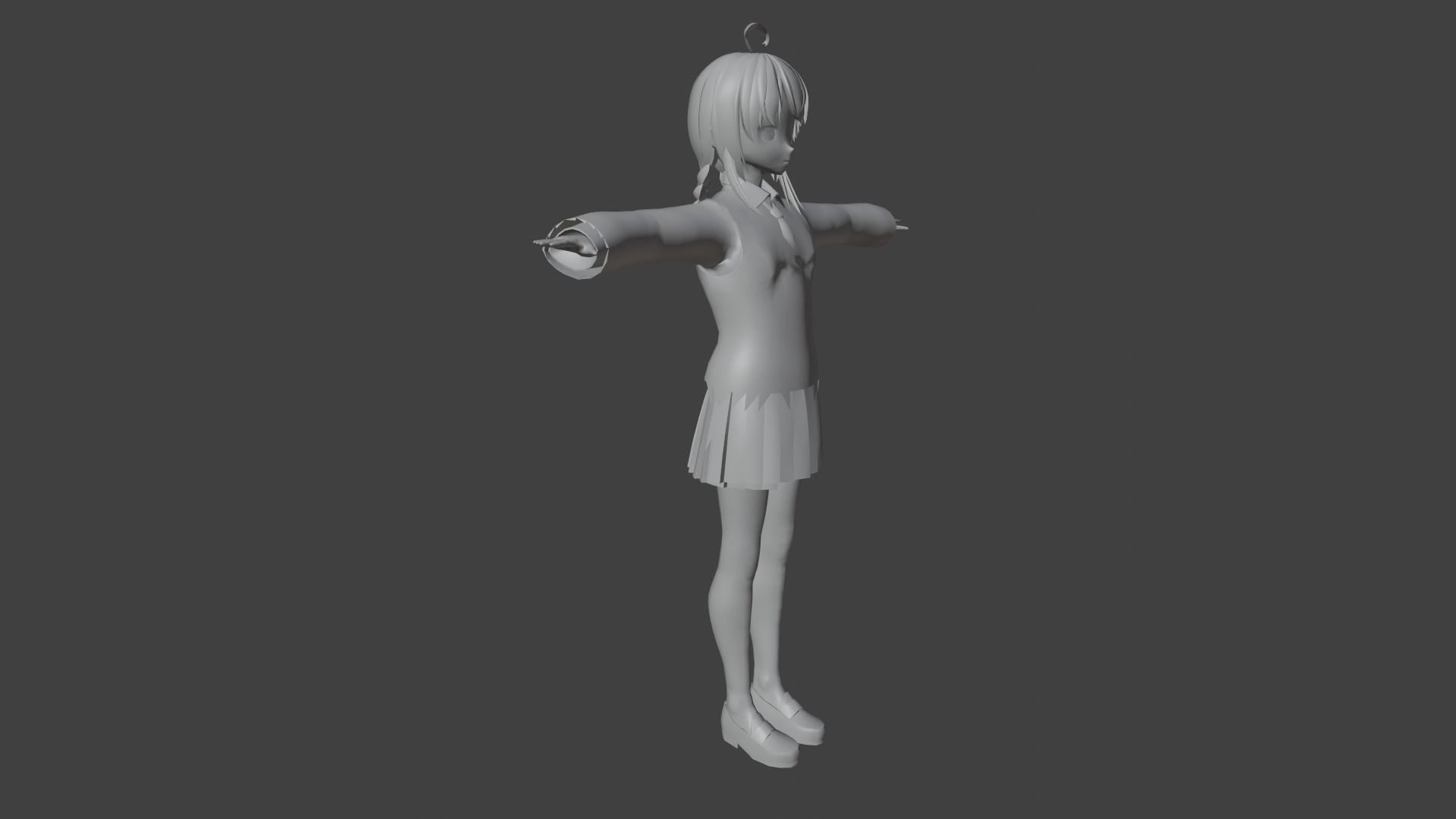 cute anime girl character - Aiko Low-poly 3D model_8