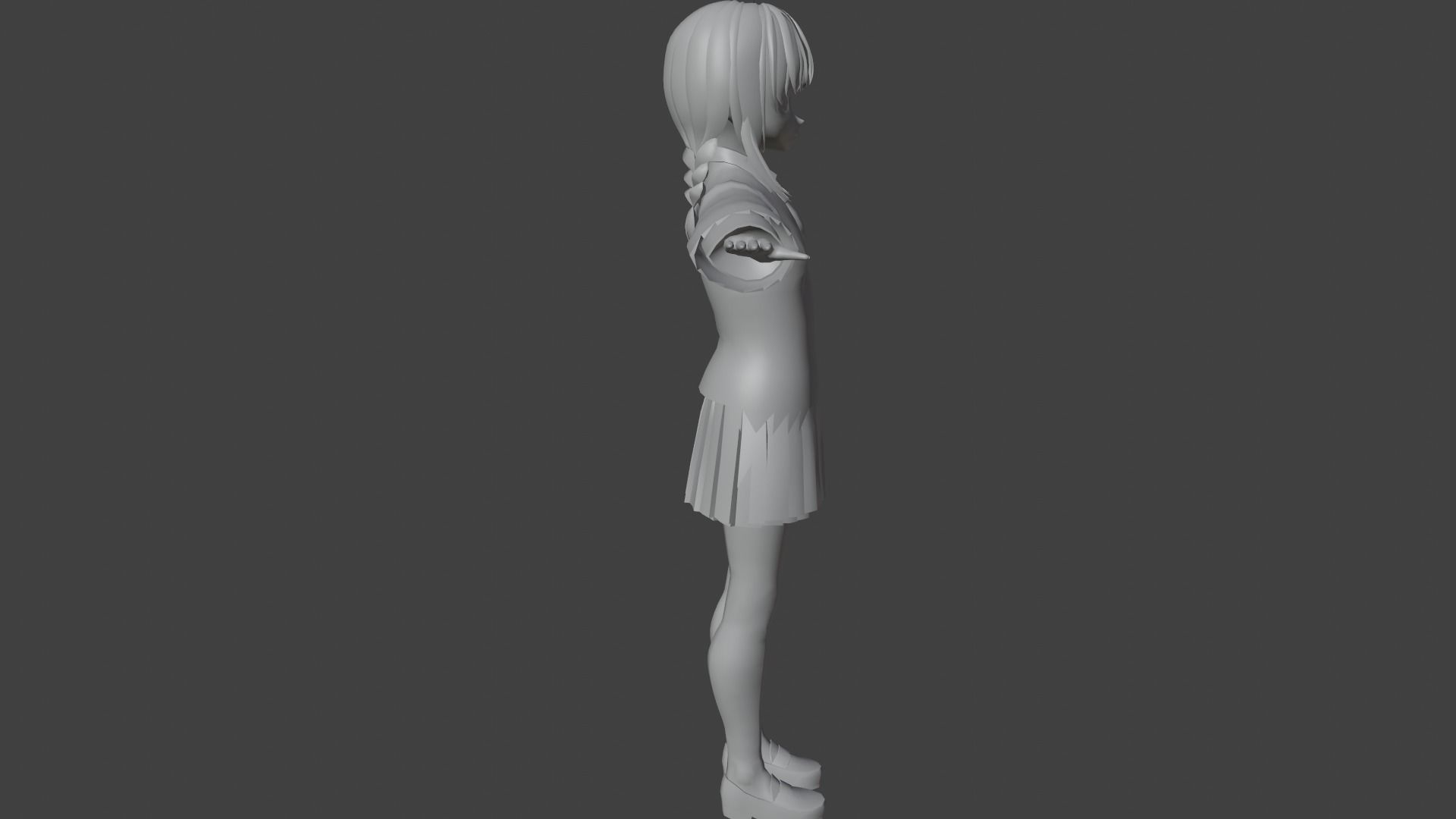 cute anime girl character - Aiko Low-poly 3D model_9