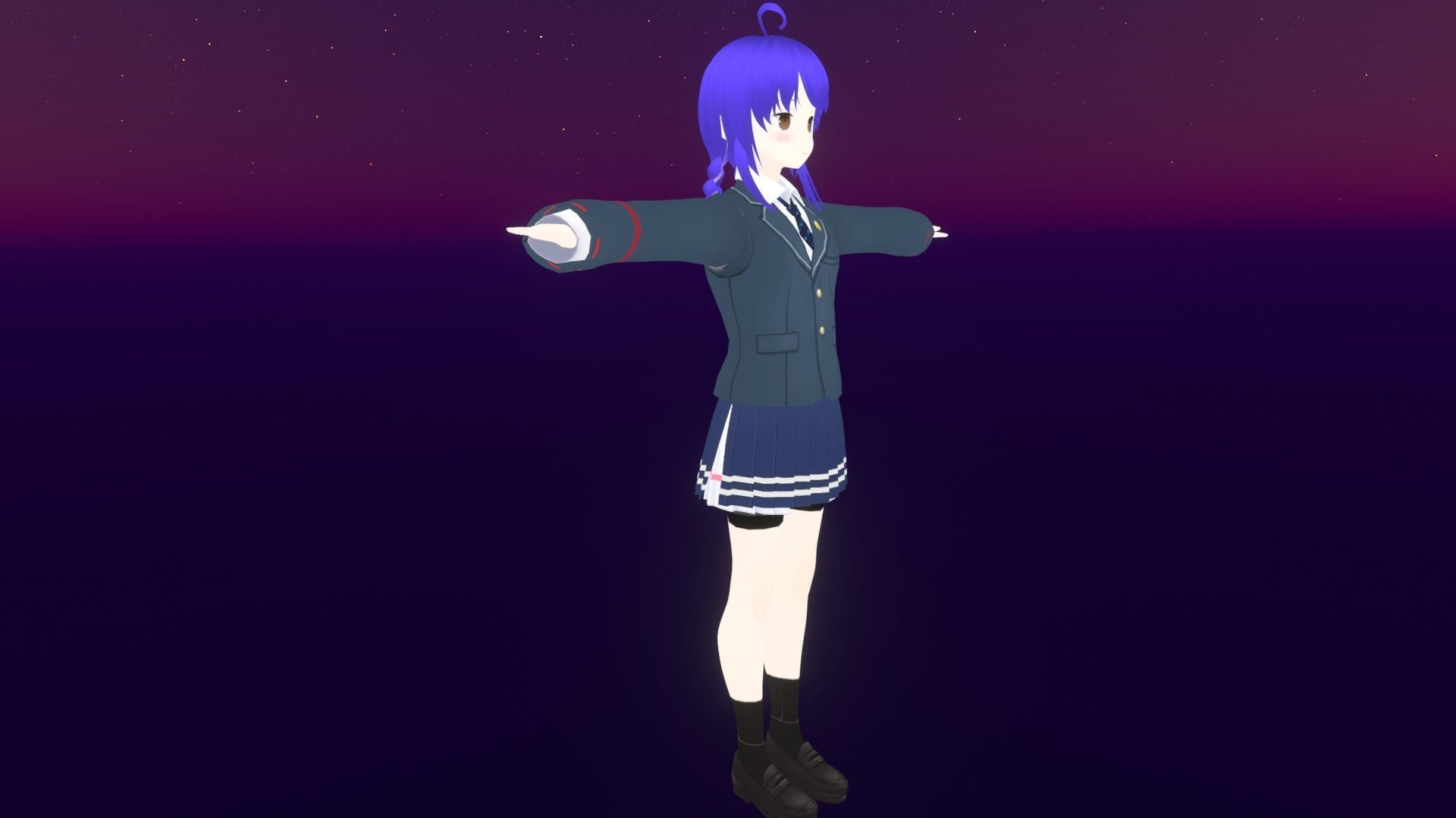 cute anime girl character - Aiko Low-poly 3D model_3