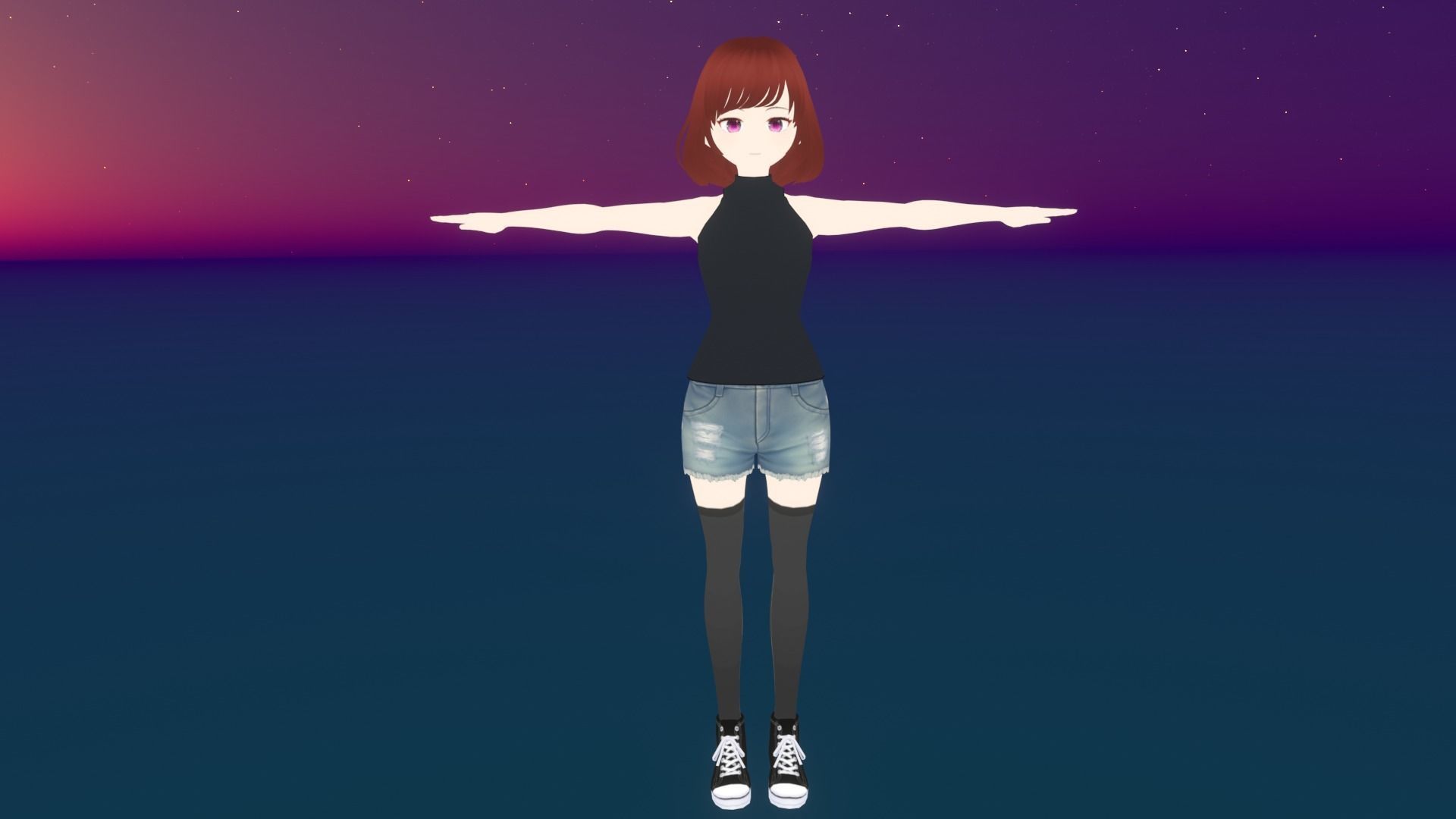 cute anime girl character - Aimi Low-poly 3D model_2