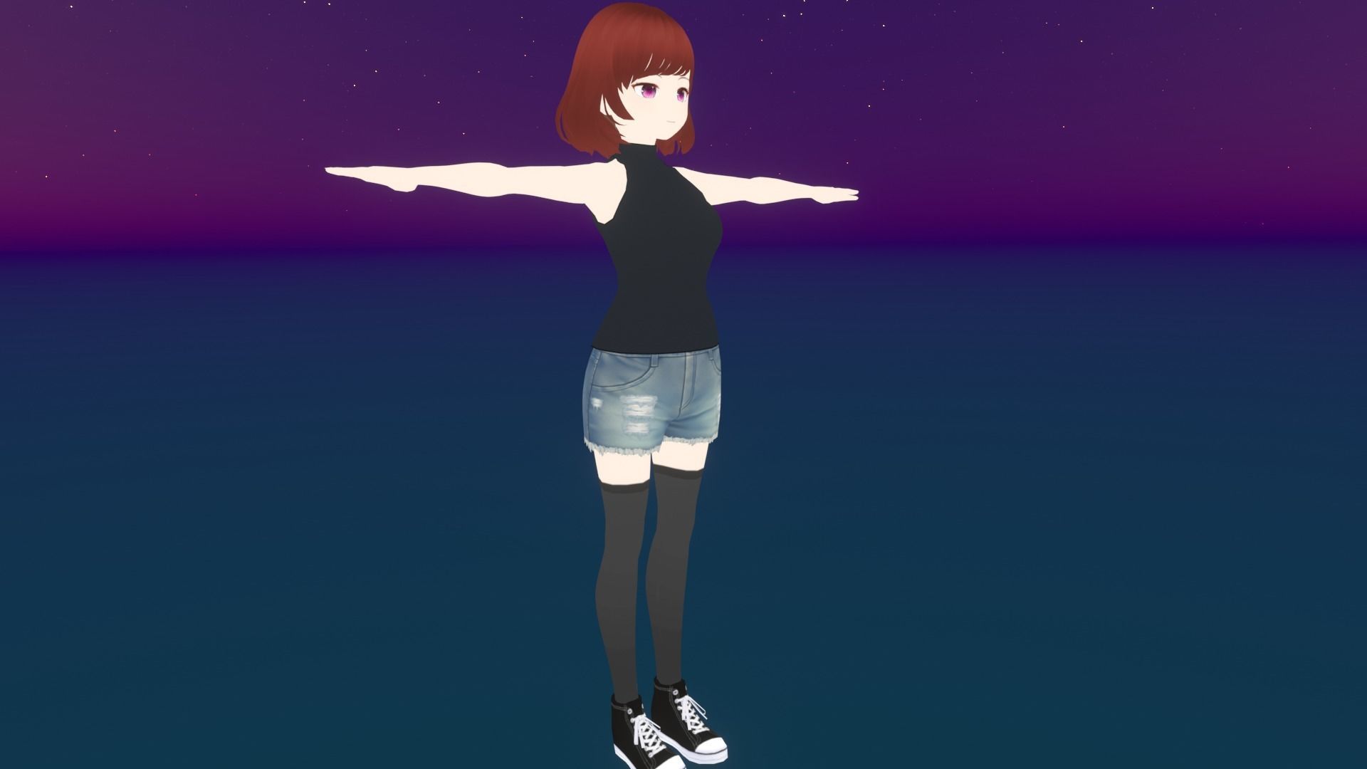 cute anime girl character - Aimi Low-poly 3D model_4