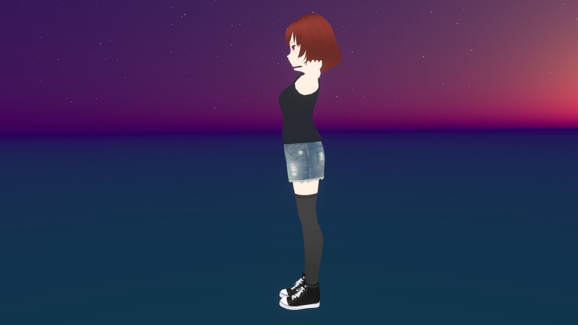 cute anime girl character - Aimi Low-poly 3D model_5