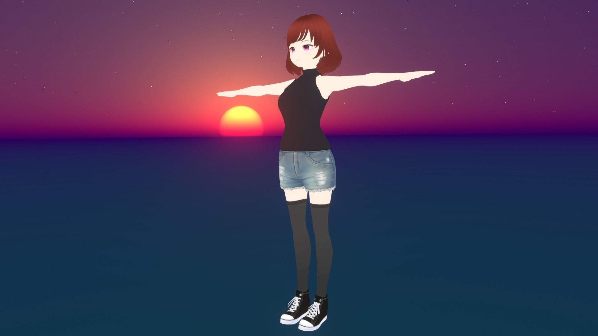 cute anime girl character - Aimi Low-poly 3D model_3