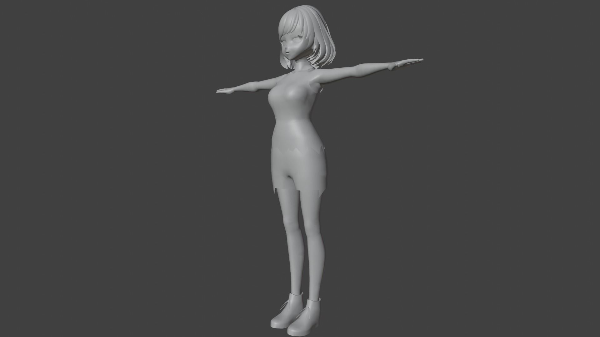 cute anime girl character - Aimi Low-poly 3D model_9