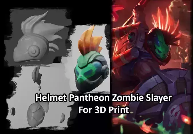 Helmet Pantheon Zombie Slayer - League Of Legends 3D print model