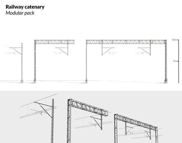 Railway Catenary - Modular pack 3D model