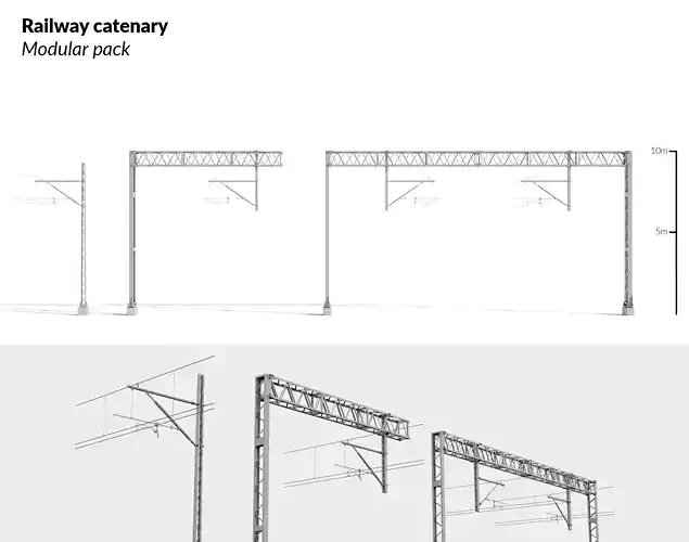 Railway Catenary - Modular pack 3D model