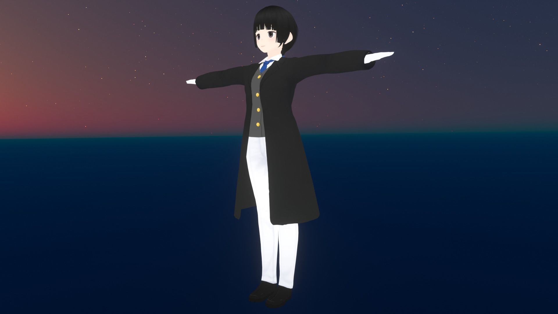 cute anime girl character - Akina Low-poly 3D model_5