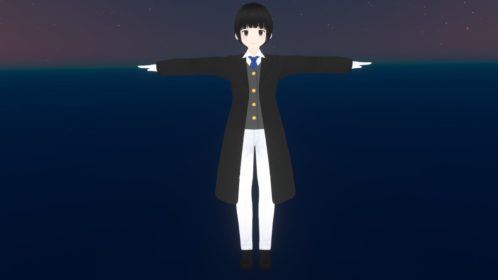 cute anime girl character - Akina Low-poly 3D model_1