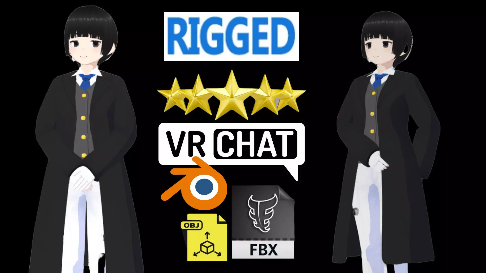 cute anime girl character - Akina Low-poly 3D model_0