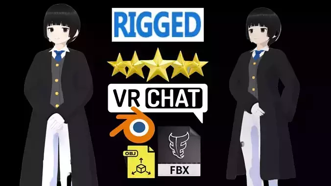 cute anime girl character - Akina Low-poly 3D model cute anime girl character - Akina Low-poly 3D model