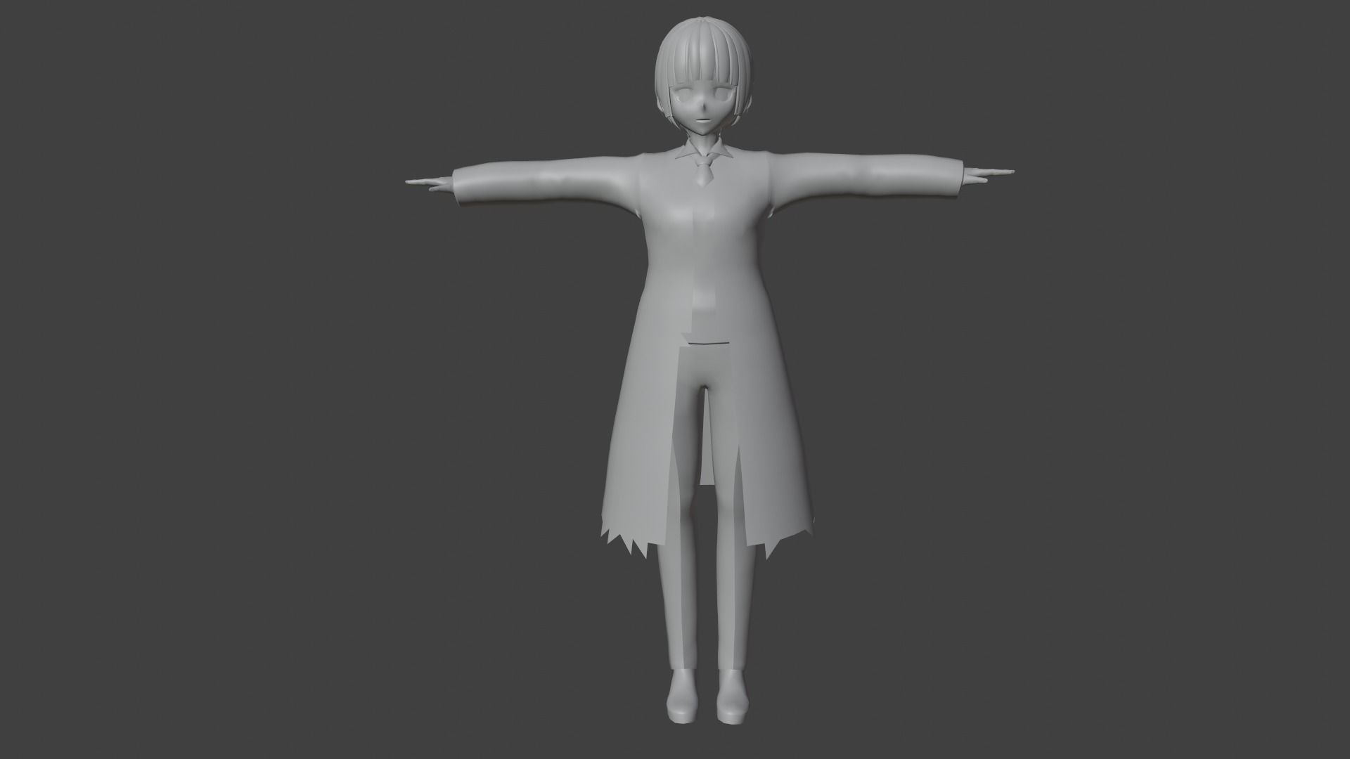 cute anime girl character - Akina Low-poly 3D model_8