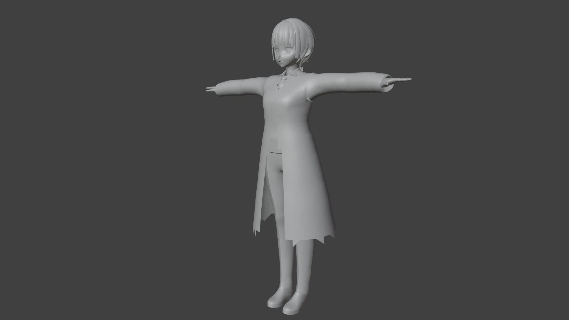 cute anime girl character - Akina Low-poly 3D model_11