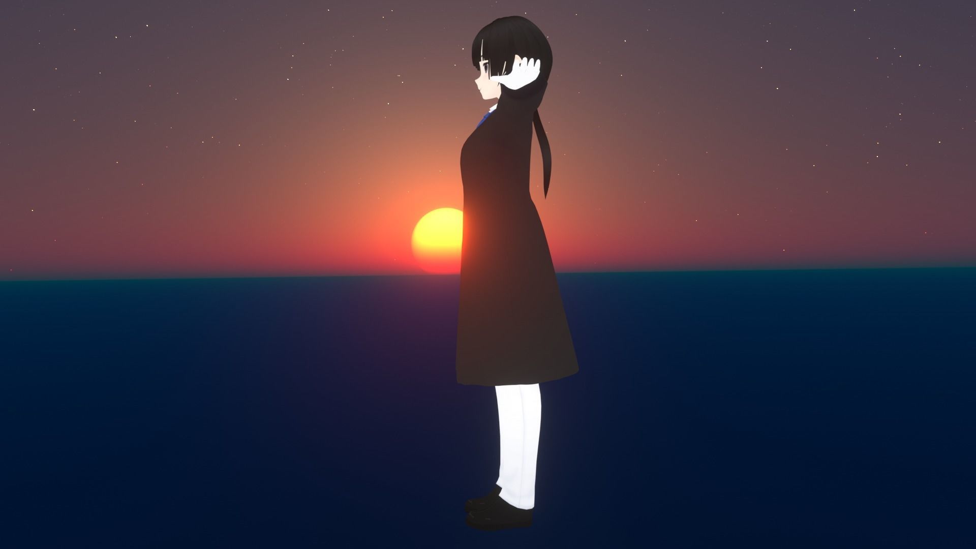 cute anime girl character - Akina Low-poly 3D model_4