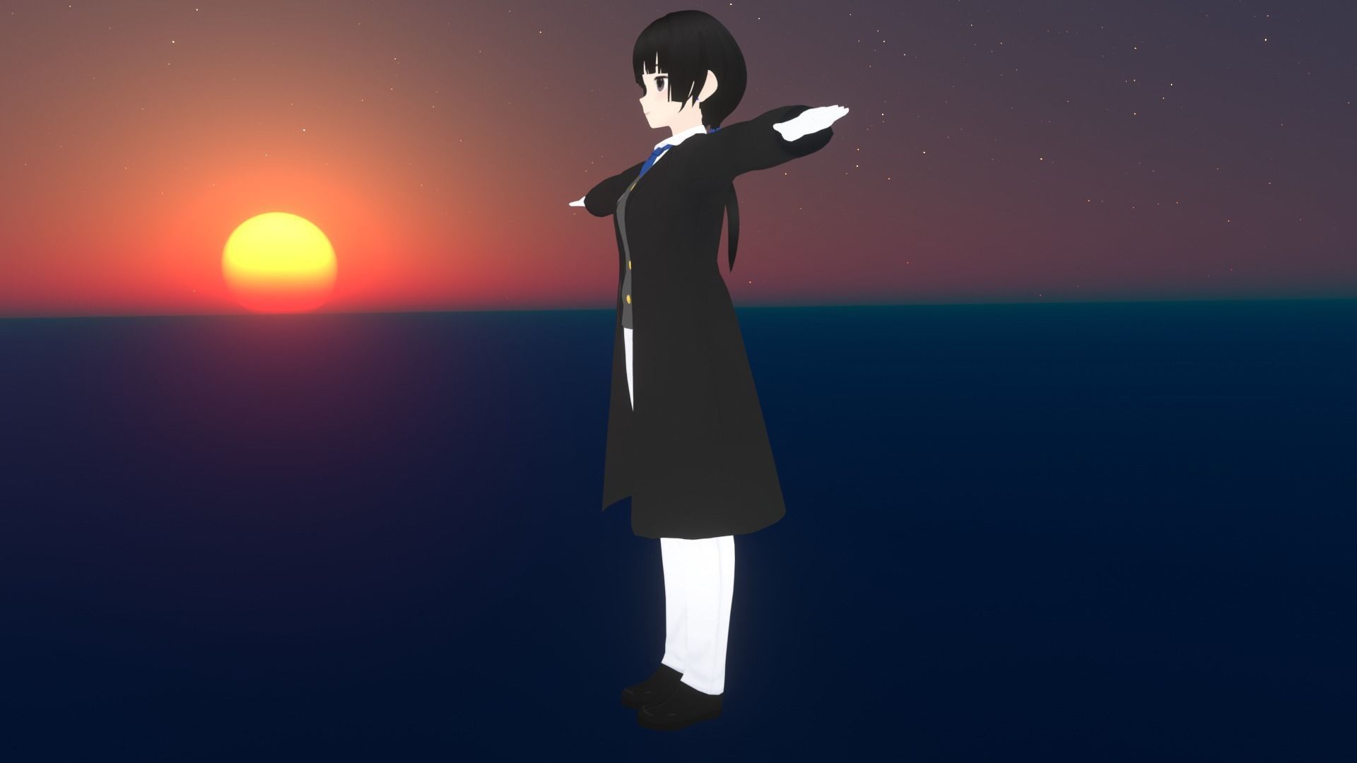 cute anime girl character - Akina Low-poly 3D model_3