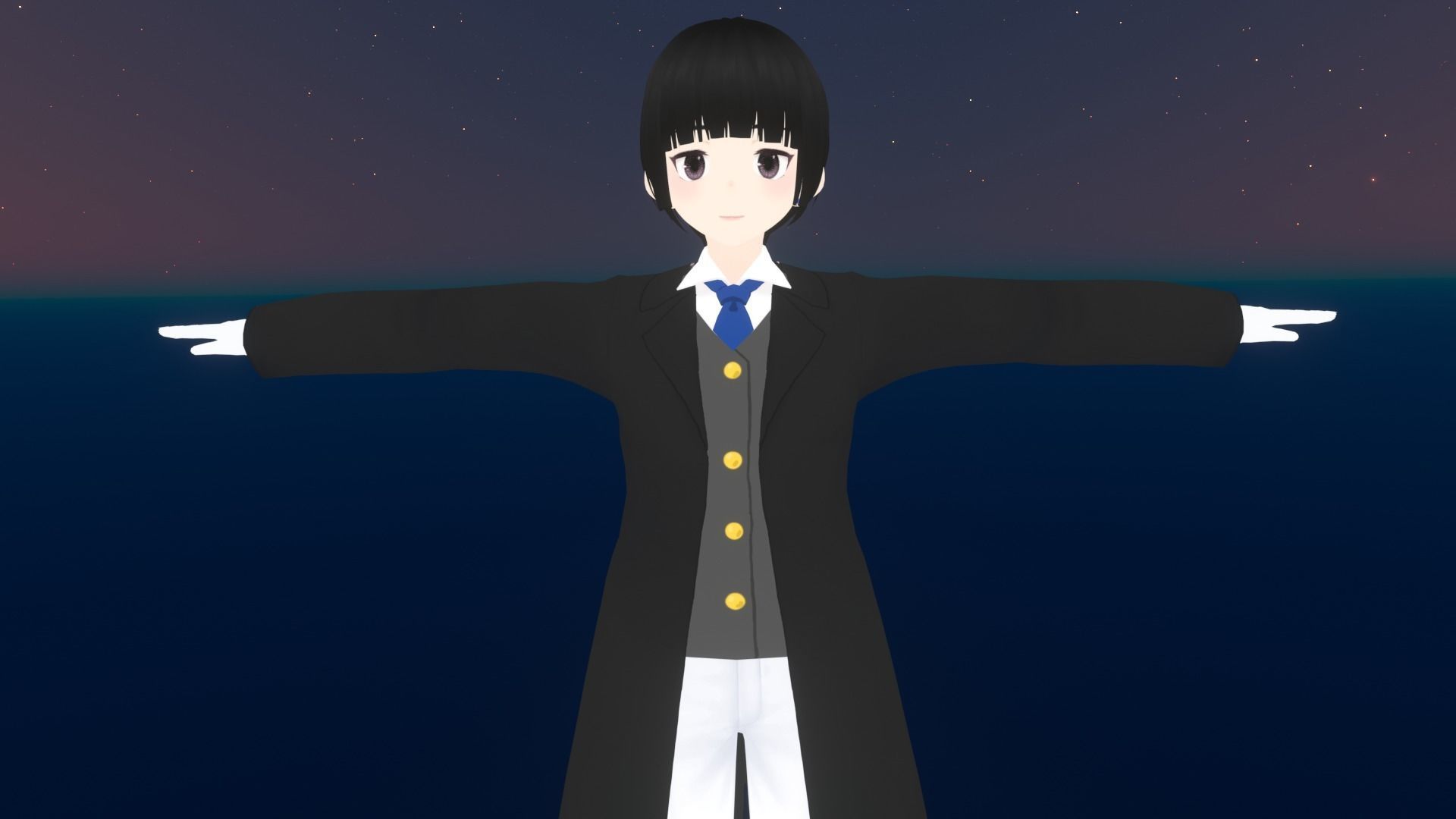 cute anime girl character - Akina Low-poly 3D model_2