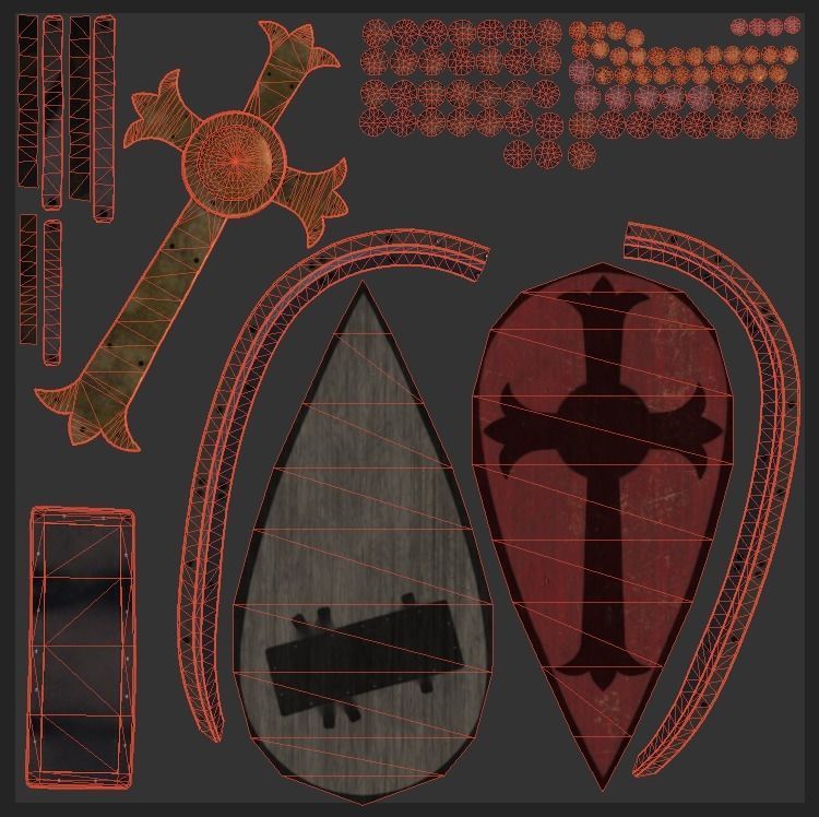 Medieval Kite Shield Low-poly 3D model_7