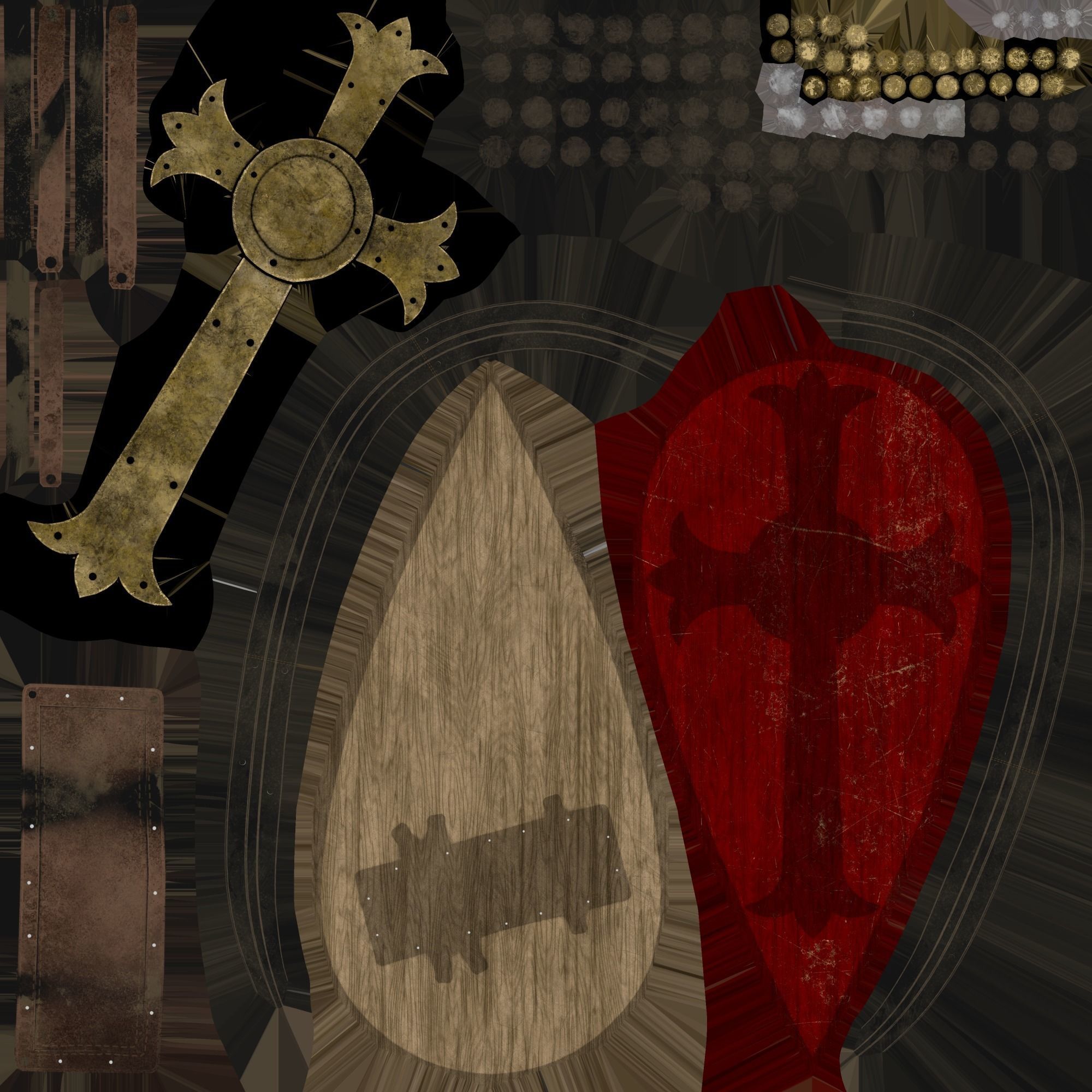 Medieval Kite Shield Low-poly 3D model_8