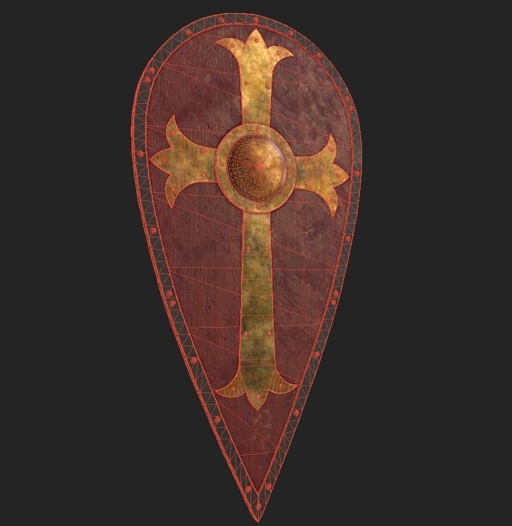 Medieval Kite Shield Low-poly 3D model_9