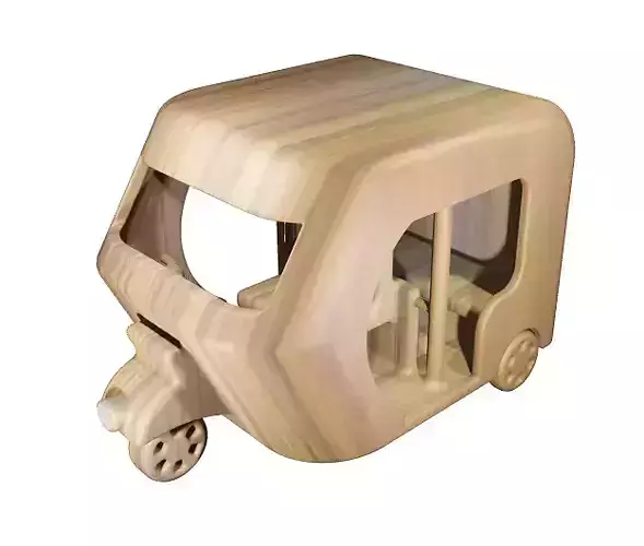 Wooden Auto Rickshaw Toy Low-poly 3D model