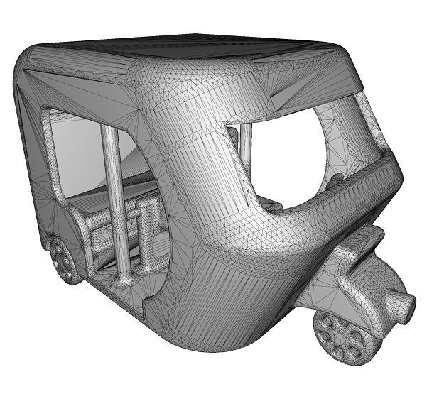 Wooden Auto Rickshaw Toy Low-poly 3D model_3