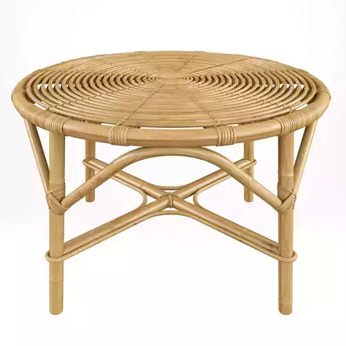 Midcentury Tito Agnoli Italian Round Rattan Coffee Table 1960s