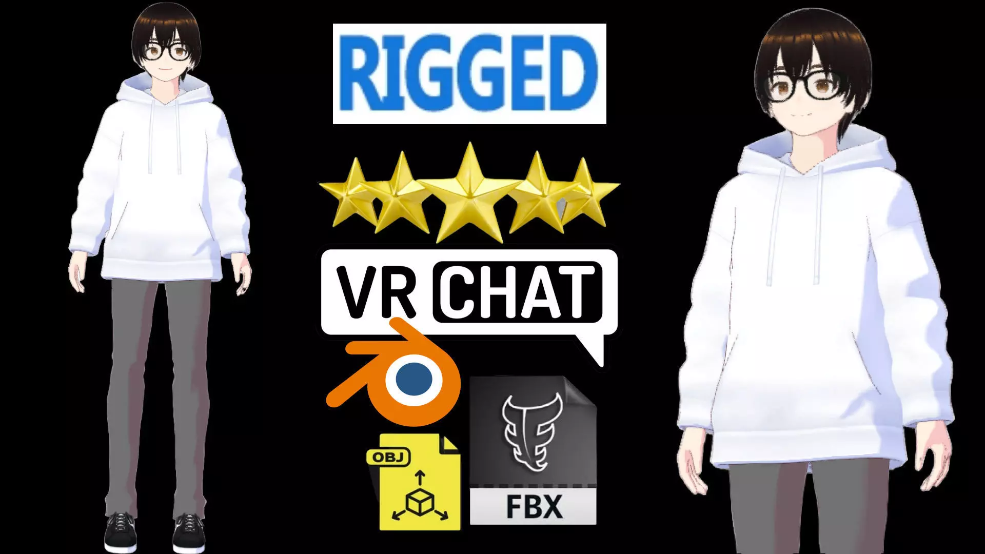 cute anime boy character - Akira Low-poly 3D model_0