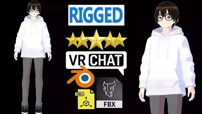 cute anime boy character - Akira Low-poly 3D model cute anime boy character - Akira Low-poly 3D model