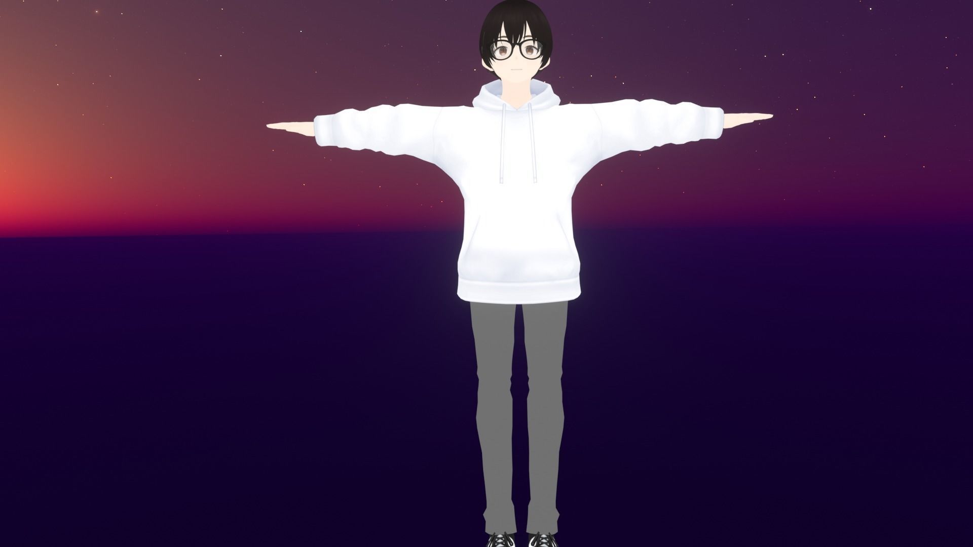 cute anime boy character - Akira Low-poly 3D model_2