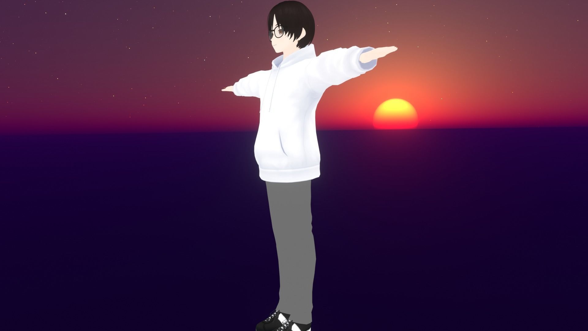 cute anime boy character - Akira Low-poly 3D model_4