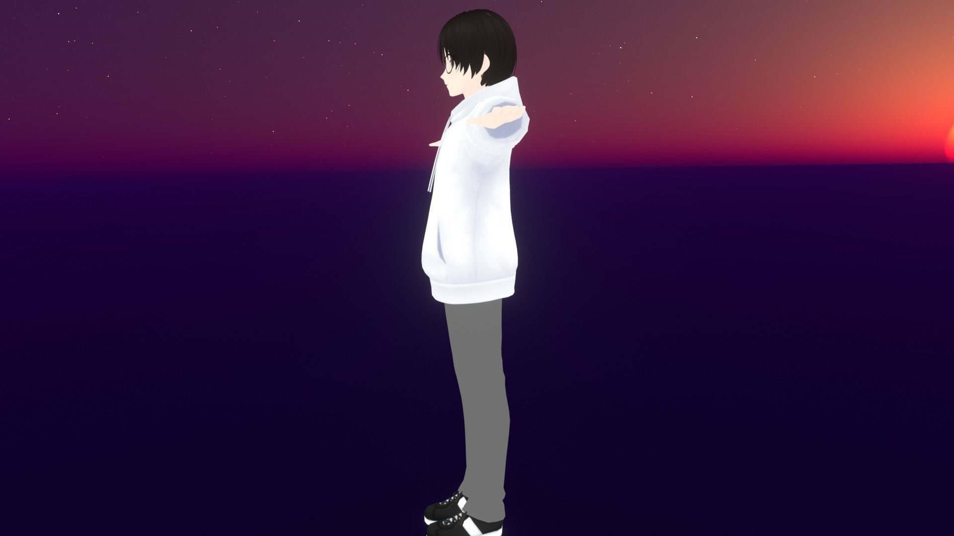 cute anime boy character - Akira Low-poly 3D model_5