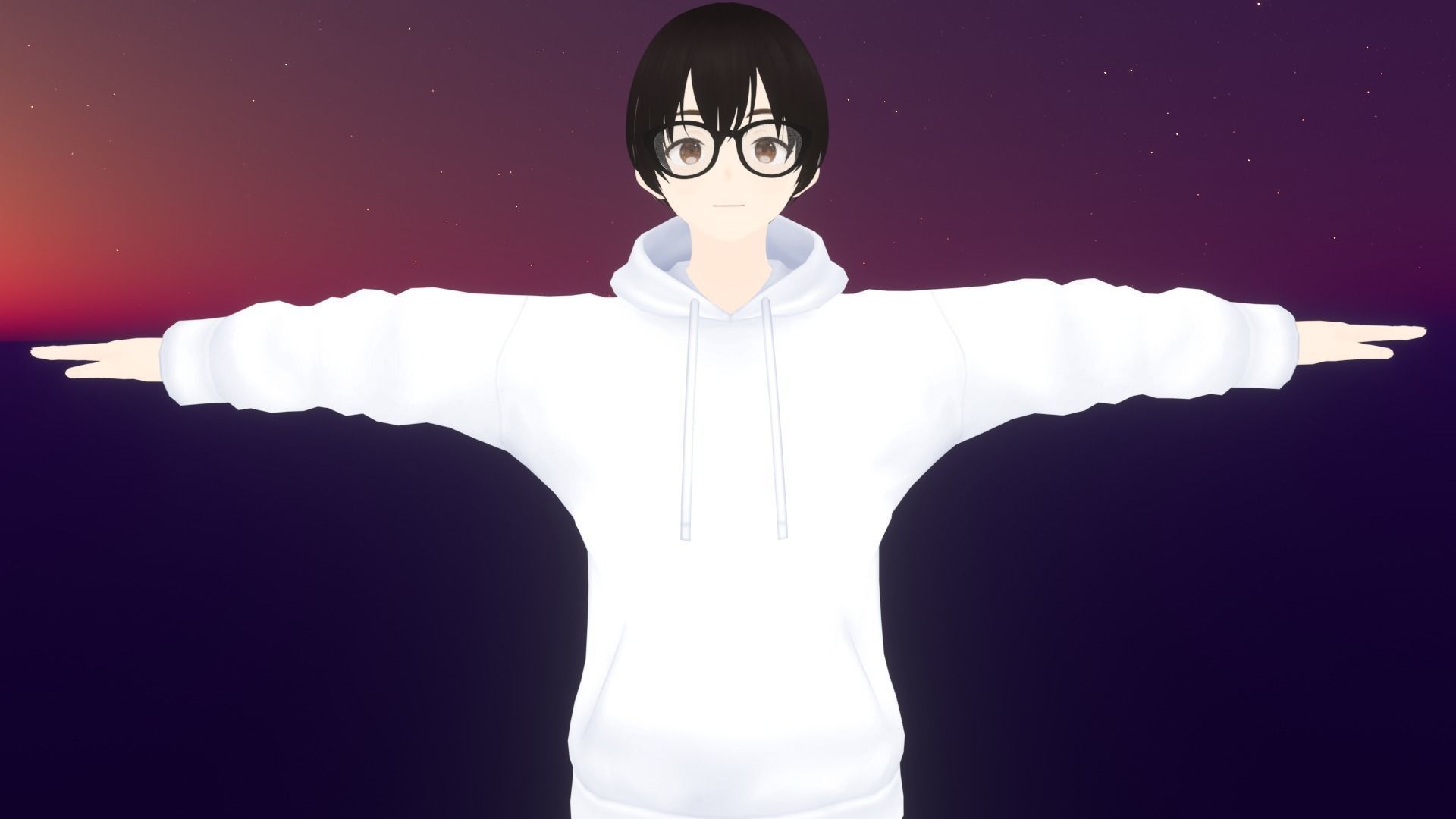 cute anime boy character - Akira Low-poly 3D model_1