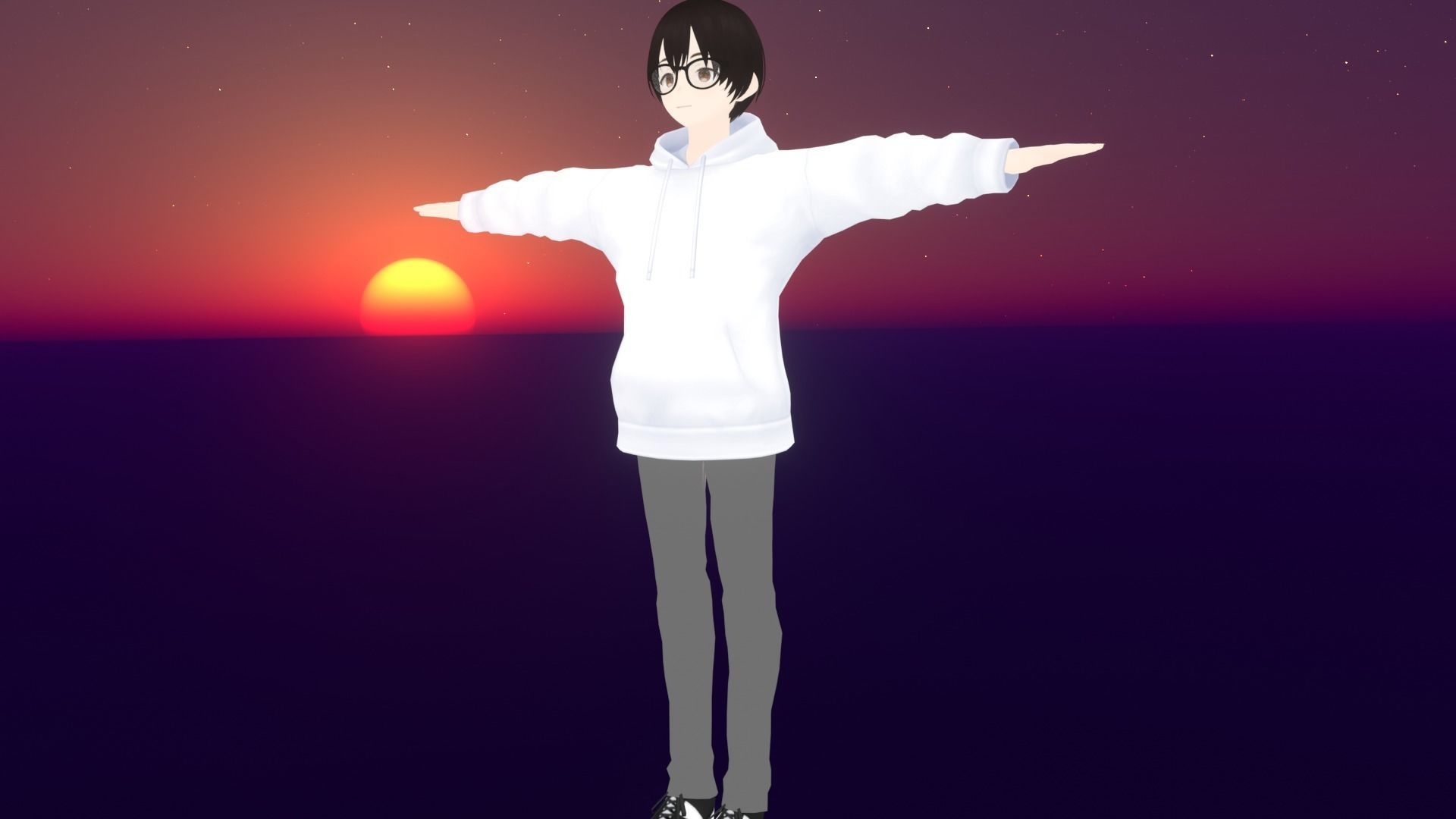 cute anime boy character - Akira Low-poly 3D model_3
