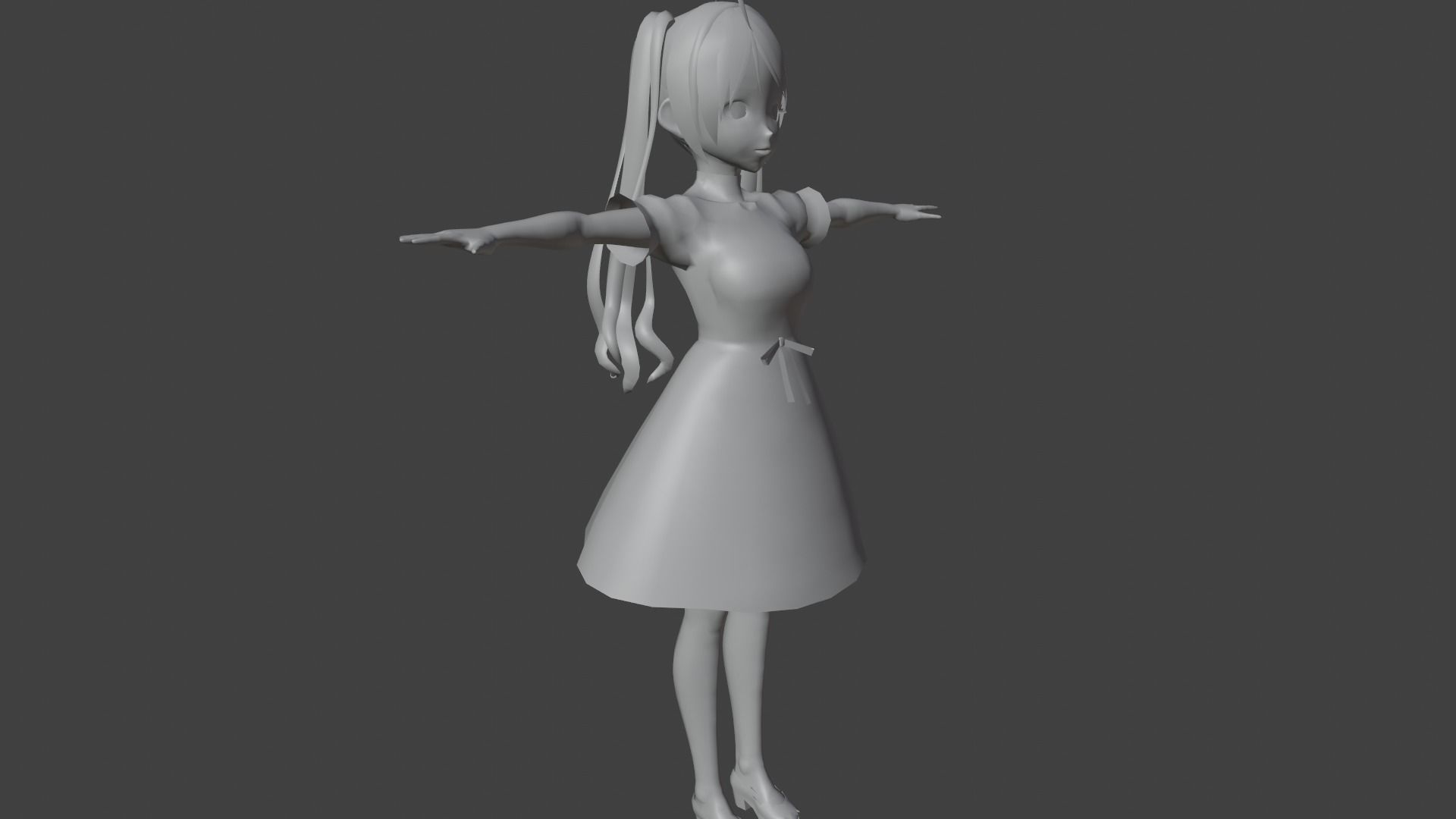 cute anime girl character - Amaya Low-poly 3D model_9