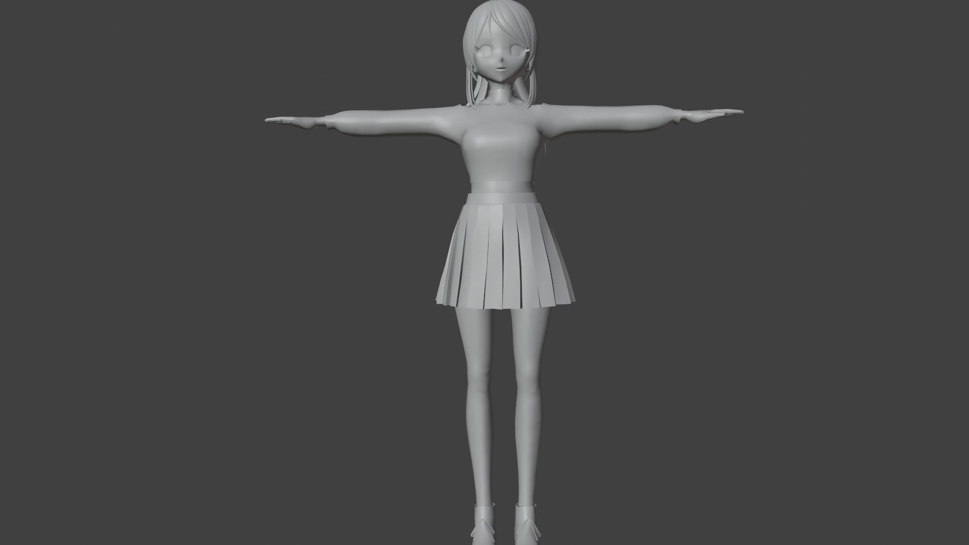 cute anime girl character - Azumi Low-poly 3D model_8