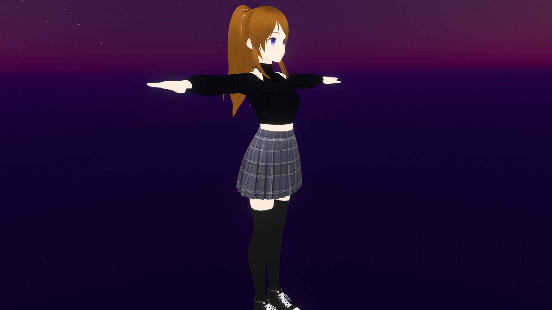 cute anime girl character - Azumi Low-poly 3D model_4