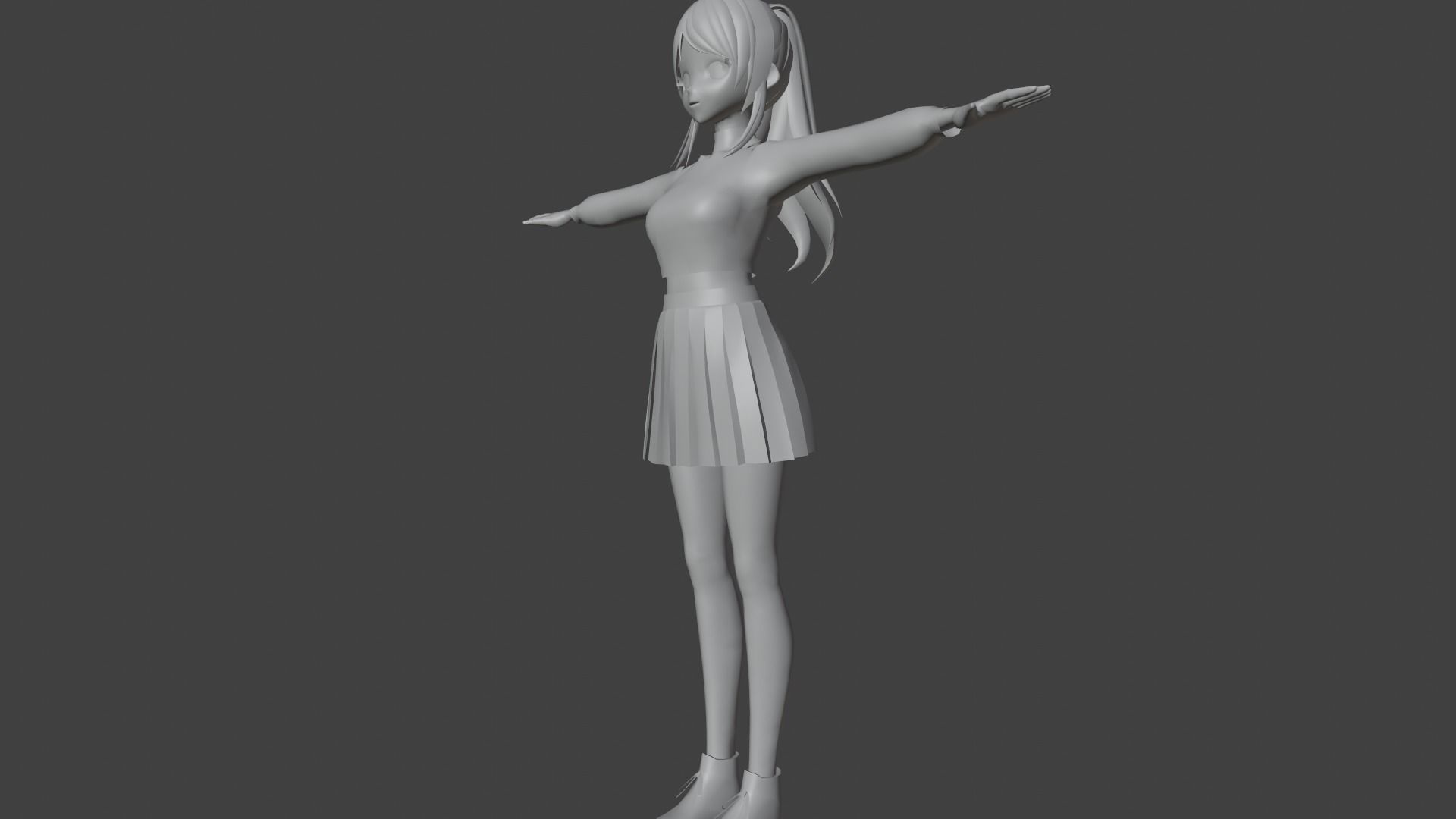 cute anime girl character - Azumi Low-poly 3D model_12
