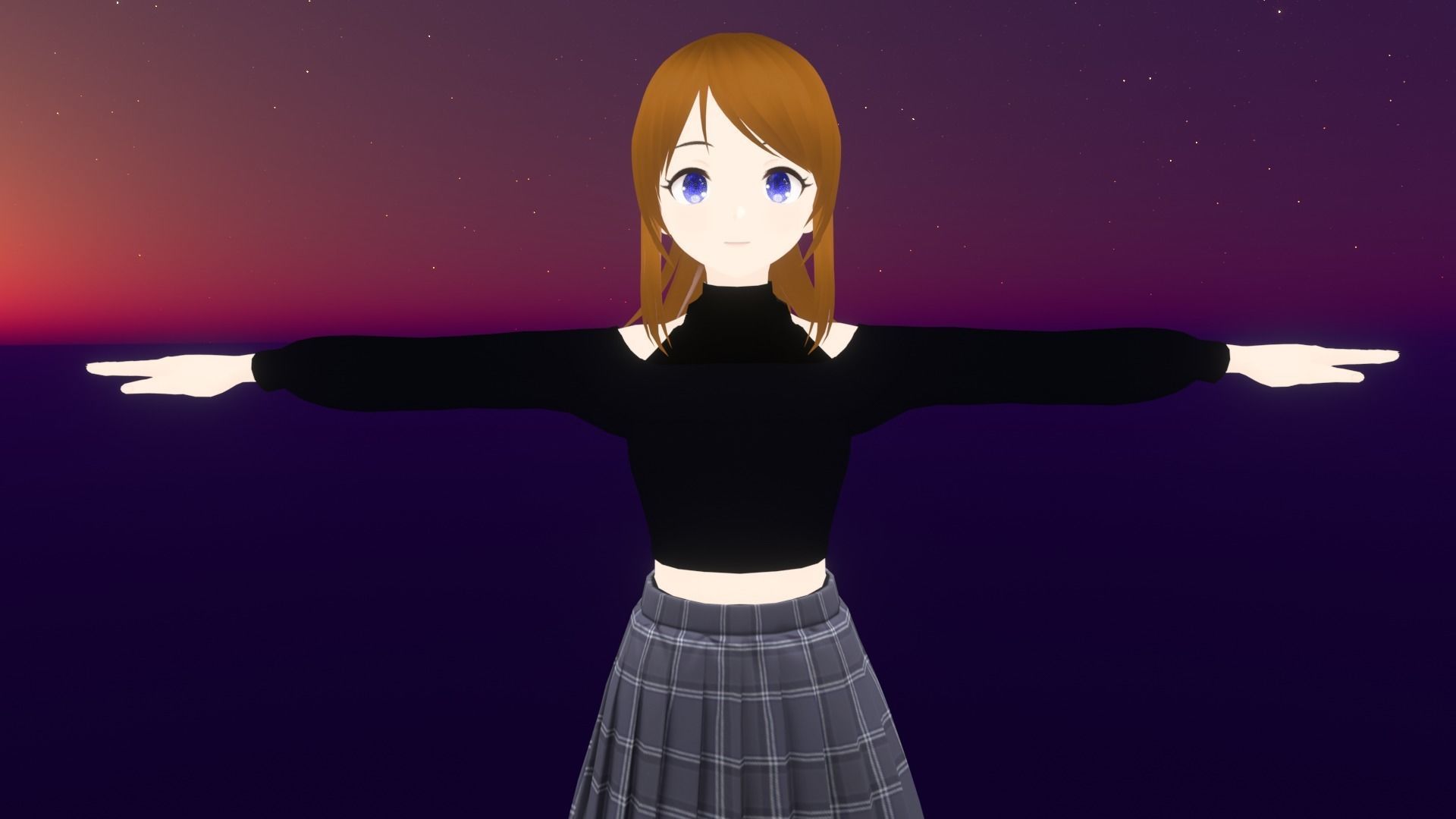 cute anime girl character - Azumi Low-poly 3D model_1