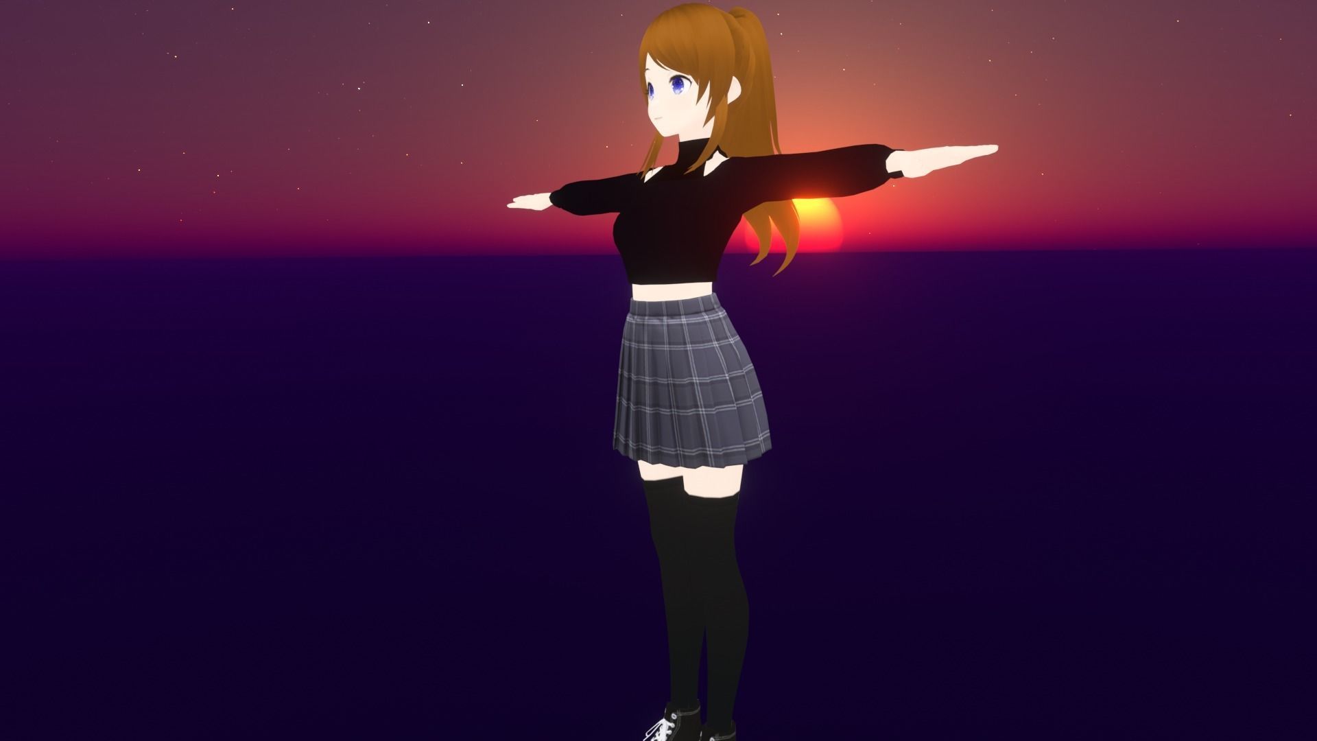 cute anime girl character - Azumi Low-poly 3D model_5