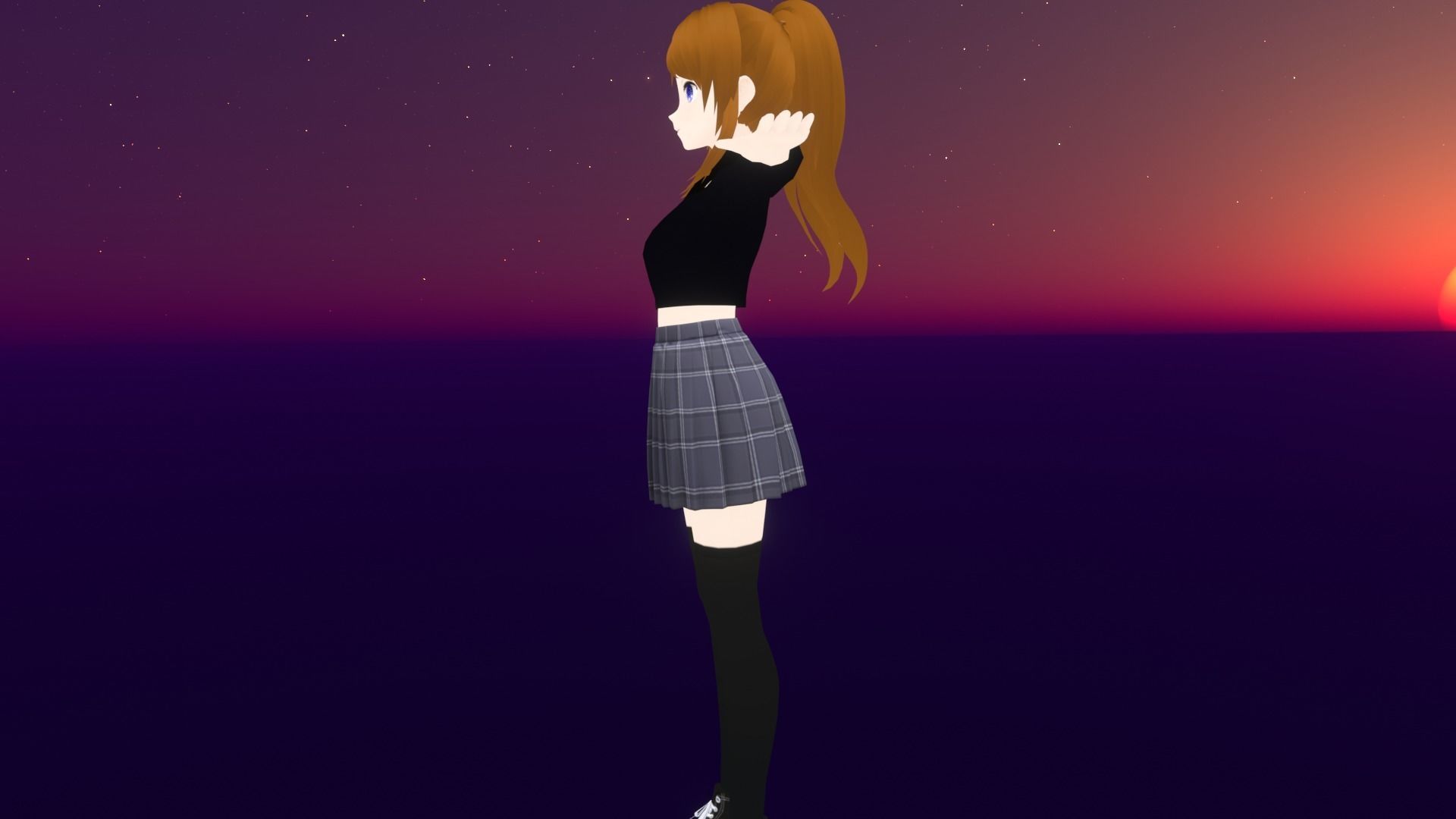 cute anime girl character - Azumi Low-poly 3D model_6