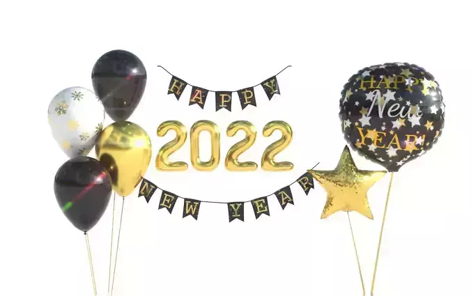 BALLOONS HAPPY NEW YEAR 3D model