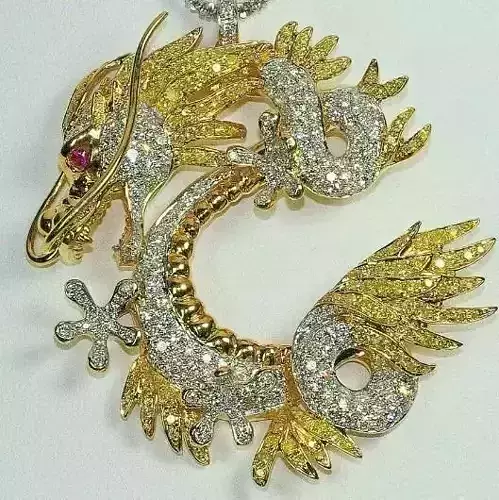 pendent gold and diamond dragon pendant