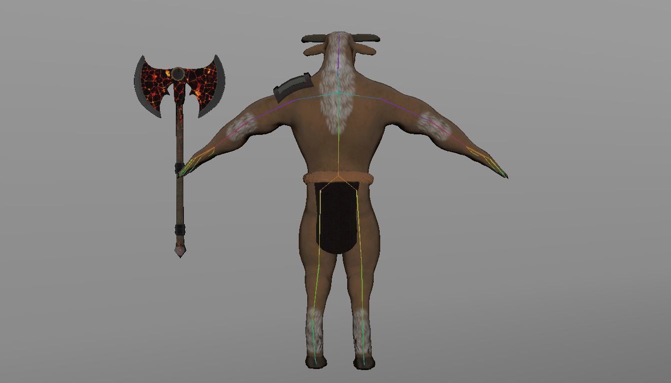 Minotaur and Fire axe  Low-poly 3D model_8