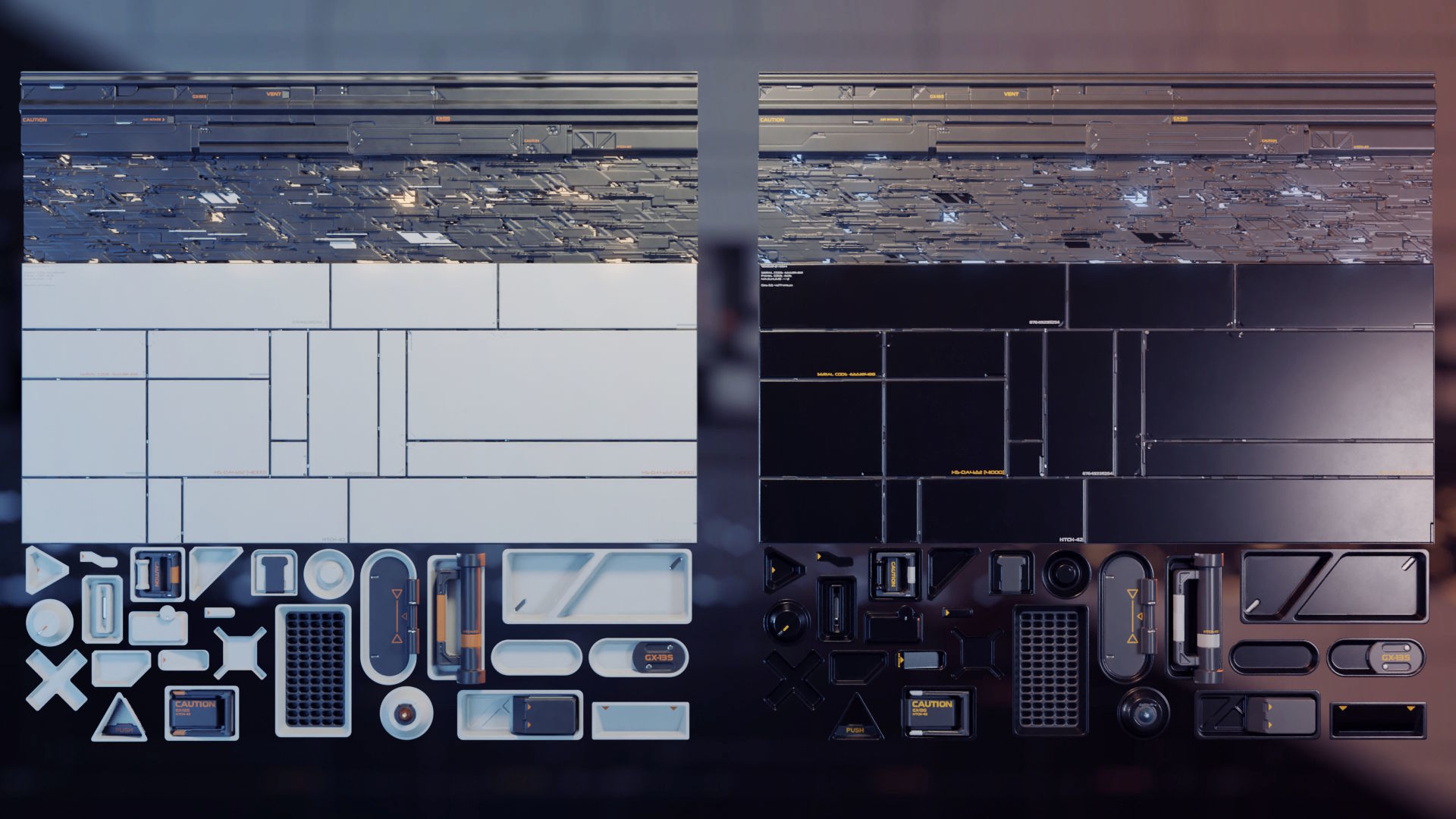 5 Sci-Fi trim sheets 3D model_8